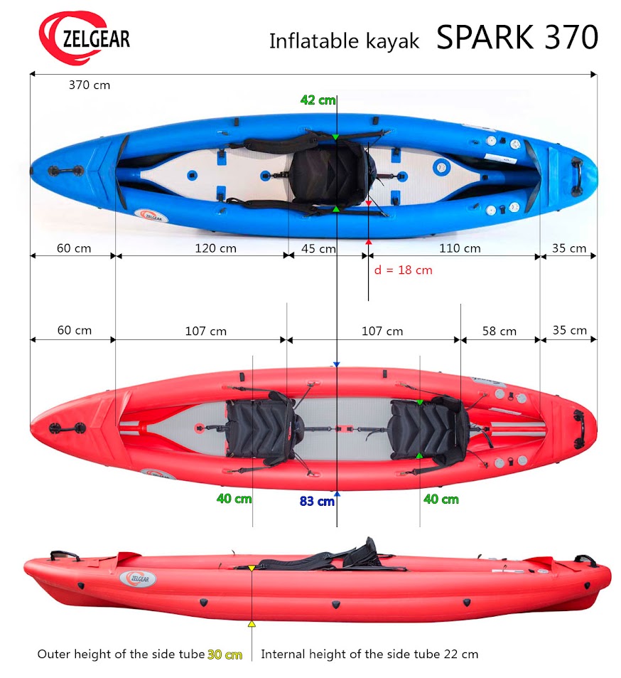 Spark 370 Чорний - Одномісна надувна байдарка