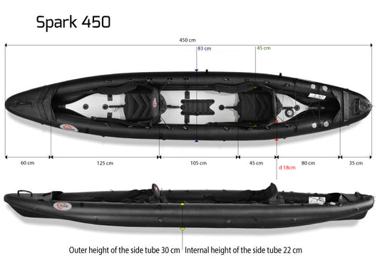 Spark 450 Чорний - Двомісна надувна байдарка